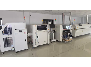 Hanwha SM482 Plus / System AOI 2D CyberOptics QX150i Nordson Asymtek Excelsius Typ Four Oven XRC-6 Pick-and-place machine